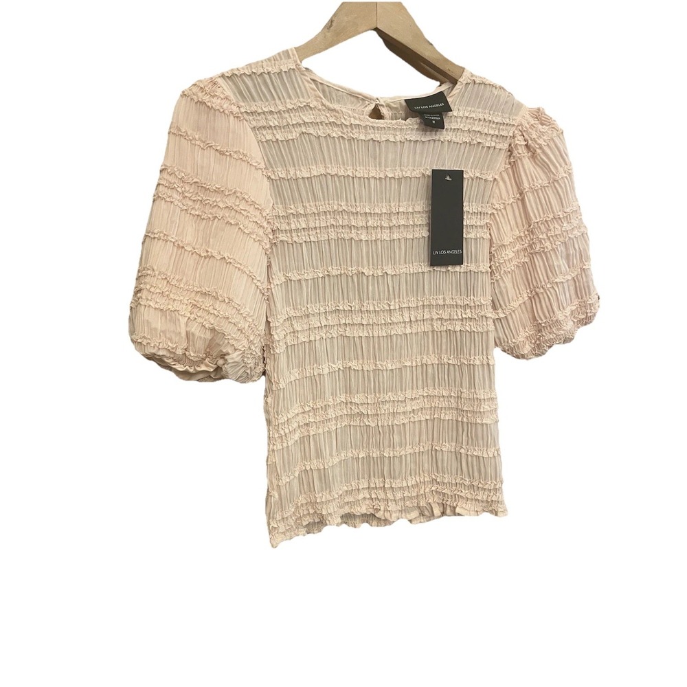 Liv Los Angeles NWT Women's Stretchy Blouse Sz M Light Pink